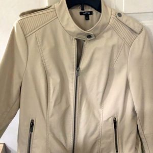 Cream colored faux leather jacket